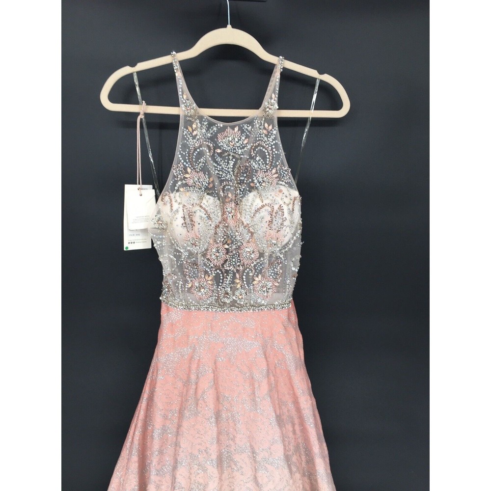 NWT Modessa Couture Light Pink Silver Beaded Ombré Illusion Gown Size 6 Prom - Picture 3 of 13